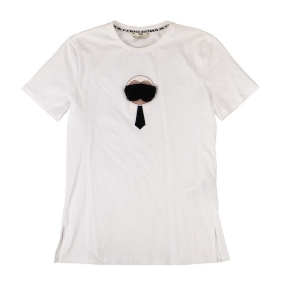 FENDI x KARL LAGERFELD White Cotton 'Karl Monster' T-Shirt Size